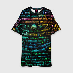 Платье клеш для девочки Символы психоделика - нейронная сеть, цвет: 3D-принт