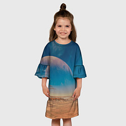 Платье клеш для девочки Пустыня и очертания планеты, цвет: 3D-принт — фото 2