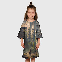Платье клеш для девочки Древняя цивилизация и путешественник, цвет: 3D-принт — фото 2