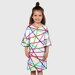 Платье клеш для девочки Яркие цветные линии, цвет: 3D-принт — фото 2