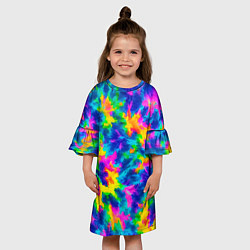 Платье клеш для девочки Тай-дай цветные краски, цвет: 3D-принт — фото 2