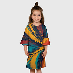 Платье клеш для девочки Волнующая рябь, цвет: 3D-принт — фото 2