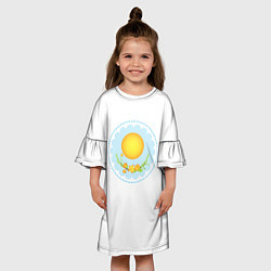 Платье клеш для девочки Солнце и цветы, цвет: 3D-принт — фото 2