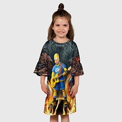 Платье клеш для девочки Гомер Симпсон играет на гитаре, цвет: 3D-принт — фото 2