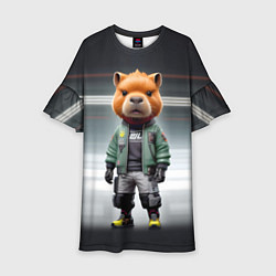 Платье клеш для девочки Capy - cool dude - cyberpunk, цвет: 3D-принт