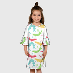 Платье клеш для девочки Красочные щучки, цвет: 3D-принт — фото 2