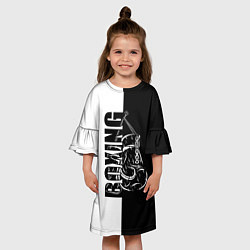 Платье клеш для девочки Boxing чёрно-белое, цвет: 3D-принт — фото 2