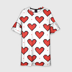 Платье клеш для девочки Pixel heart, цвет: 3D-принт