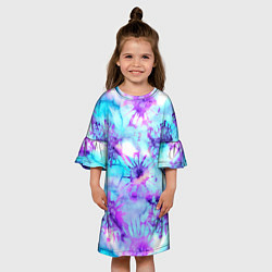Платье клеш для девочки Морское дно узор - тай-дай, цвет: 3D-принт — фото 2