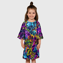 Платье клеш для девочки Робототехника, цвет: 3D-принт — фото 2