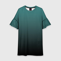 Платье клеш для девочки Градиент зелено-черный, цвет: 3D-принт