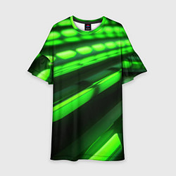 Платье клеш для девочки Green neon abstract, цвет: 3D-принт