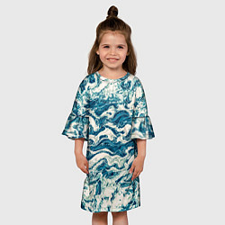 Платье клеш для девочки Узор волны, цвет: 3D-принт — фото 2