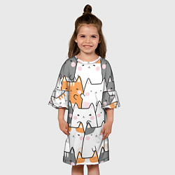 Платье клеш для девочки Семья котиков, цвет: 3D-принт — фото 2