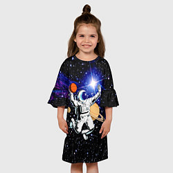 Платье клеш для девочки Космический баскетбол, цвет: 3D-принт — фото 2