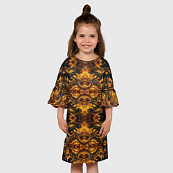Платье клеш для девочки Огонь дракона абстракция, цвет: 3D-принт — фото 2