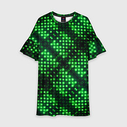 Платье клеш для девочки Яркие зеленые точки, цвет: 3D-принт