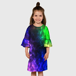 Платье клеш для девочки Космос мультицвет, цвет: 3D-принт — фото 2