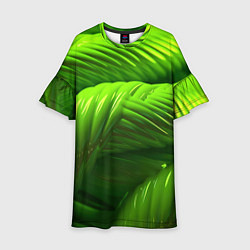Платье клеш для девочки Объемный зеленый канат, цвет: 3D-принт