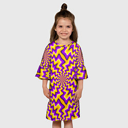 Платье клеш для девочки Желто-фиолетовая иллюзия вращения, цвет: 3D-принт — фото 2
