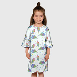 Платье клеш для девочки Цветные листочки, цвет: 3D-принт — фото 2