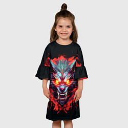 Платье клеш для девочки Кровожадный волк: Lupus pilum mutat, non mentem, цвет: 3D-принт — фото 2