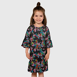 Платье клеш для девочки Модный разноцветный камуфляж, цвет: 3D-принт — фото 2