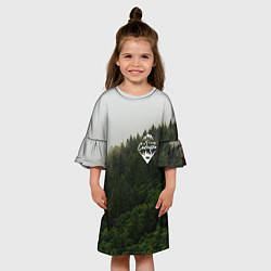Платье клеш для девочки Я из Сибири на фоне леса, цвет: 3D-принт — фото 2