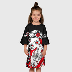 Платье клеш для девочки Клинок рассекающий демонов - незуко комадо, цвет: 3D-принт — фото 2