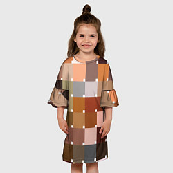 Платье клеш для девочки Brown squares, цвет: 3D-принт — фото 2