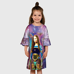 Платье клеш для девочки Современная девушка по имени Джоконда, цвет: 3D-принт — фото 2