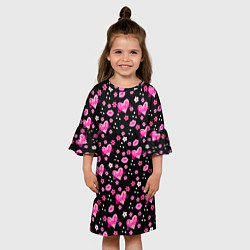 Платье клеш для девочки Черный фон, барби и цветы, цвет: 3D-принт — фото 2
