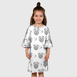 Платье клеш для девочки Клоунада чб, цвет: 3D-принт — фото 2