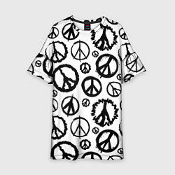 Платье клеш для девочки Many peace logo, цвет: 3D-принт