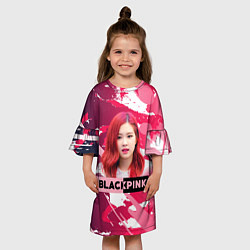 Платье клеш для девочки Роза розовый камуфляж, цвет: 3D-принт — фото 2