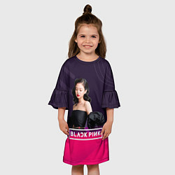 Платье клеш для девочки Дженни блэк пинк, цвет: 3D-принт — фото 2