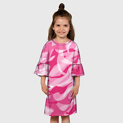 Платье клеш для девочки Камуфляж в розовом, цвет: 3D-принт — фото 2