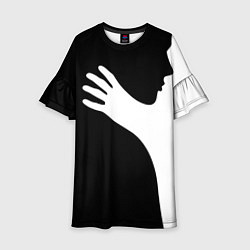 Платье клеш для девочки Чёрно-белый рисунок, цвет: 3D-принт