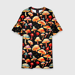 Платье клеш для девочки Разноцветный грибной паттерн, цвет: 3D-принт