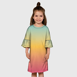 Платье клеш для девочки Градиент Персиковый закат, цвет: 3D-принт — фото 2