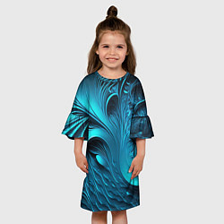 Платье клеш для девочки Неоновые объемные узоры, цвет: 3D-принт — фото 2