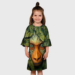 Платье клеш для девочки Обезьяна в джунглях, цвет: 3D-принт — фото 2