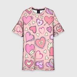 Платье клеш для девочки Many many hearts, цвет: 3D-принт