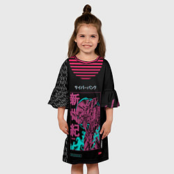 Платье клеш для девочки Евангелион Ева 01, цвет: 3D-принт — фото 2