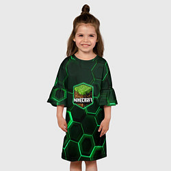 Платье клеш для девочки Minecraft Logo Плиты, цвет: 3D-принт — фото 2