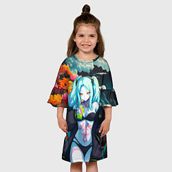 Платье клеш для девочки Ребекка и дракон - Киберпанк аниме, цвет: 3D-принт — фото 2