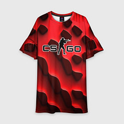 Платье клеш для девочки CS GO black red abstract, цвет: 3D-принт