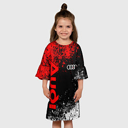 Платье клеш для девочки Ауди - красный и белый, цвет: 3D-принт — фото 2