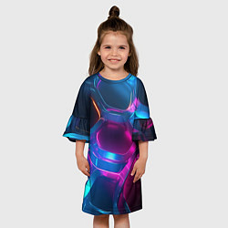 Платье клеш для девочки Неоновый синий фон, цвет: 3D-принт — фото 2