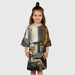 Платье клеш для девочки Девушка оператор, цвет: 3D-принт — фото 2